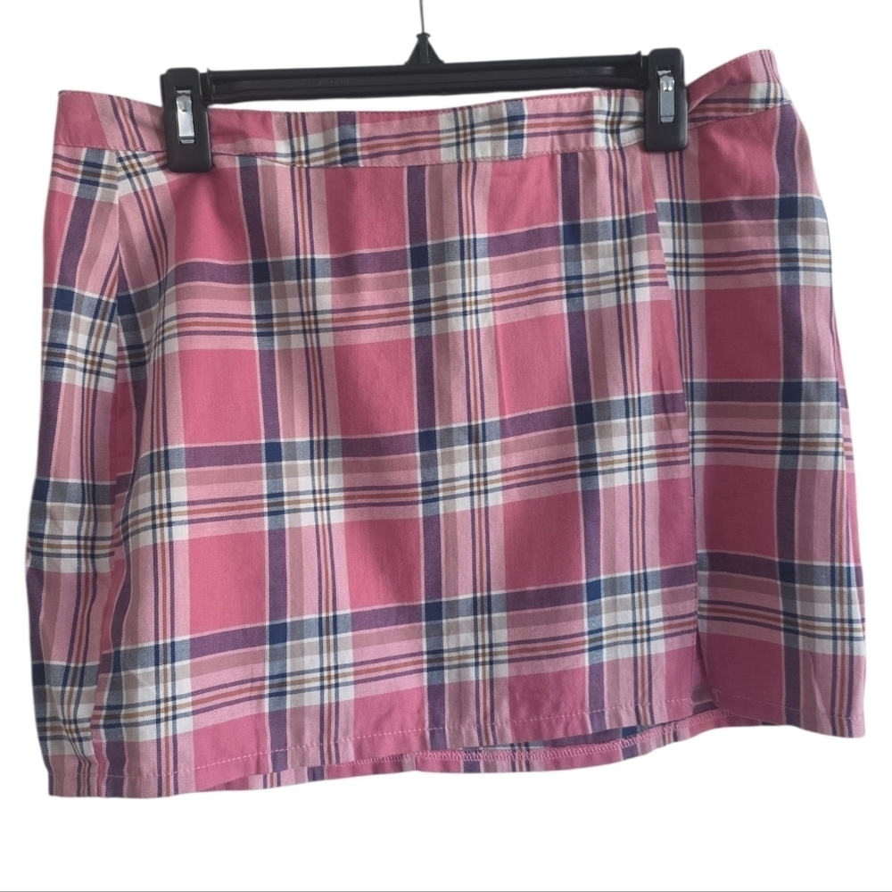 Sugar Thrillz  Pink & Blue Plaid Mini Skirt Size Jr. XL Dolls Kill